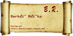 Berkó Réka névjegykártya